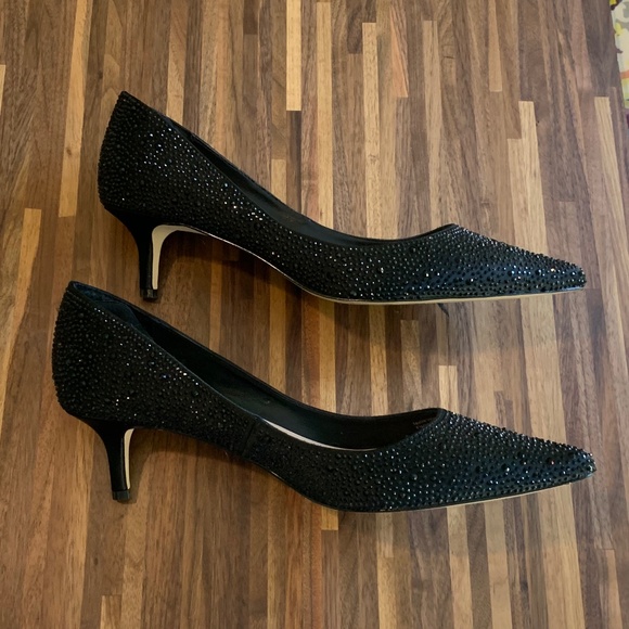 Black Rhinestone Jewel Bagdley Mischka Heels - Picture 4 of 15